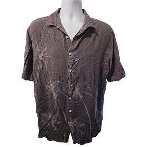 Island Shores Shirt Men’s‎ Size XL Tall Button Down Rayon Palm Trees